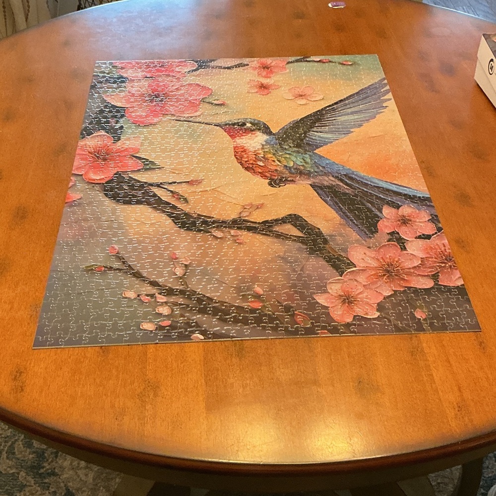 Hummingbird and Pink Flowers Puzzle